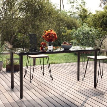 Vidaxl Vrtni stol Crni 160x80x74 cm Čelik i kaljeno staklo
