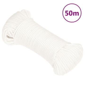 Vidaxl Jedriličarsko uže, jednobojno bijelo, 3 mm, 50 m, polipropilen
