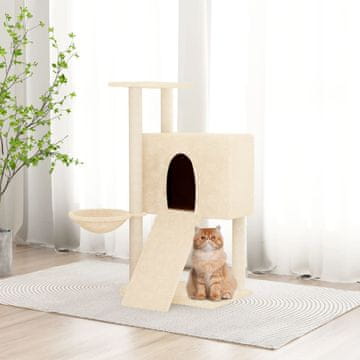 Vidaxl Grebalica za mačke sa sisal stupićima, krem, 96 cm
