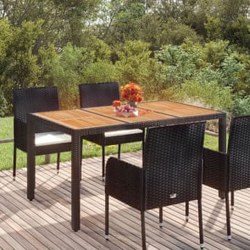 Vidaxl Vrtni stol s drvenom pločom crne boje 150x90x75 cm