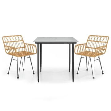 Vidaxl 3-dijelni vrtni blagovaonski set od poliratana