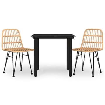 Vidaxl 3-dijelni vrtni blagovaonski set od poliratana