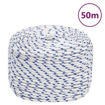 Vidaxl Jedriličarsko uže, bijelo, 8 mm, 50 m, polipropilen