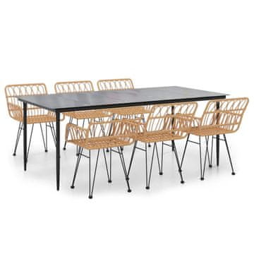 Vidaxl 7-dijelni vrtni blagovaonski set od poliratana