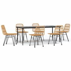 Vidaxl 7-dijelni vrtni blagovaonski set od poliratana