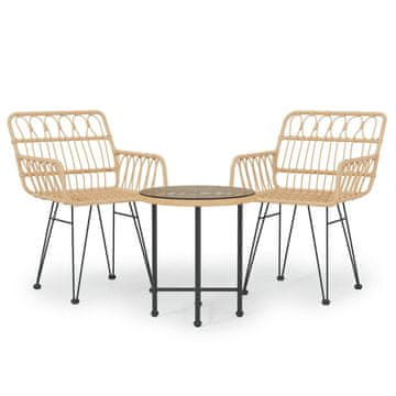 Vidaxl 3-dijelni vrtni blagovaonski set od poliratana