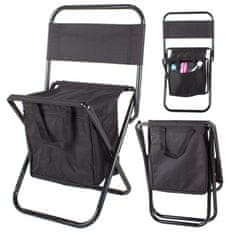 Verkgroup Turistička sklopiva ribička stolica s termo rashladnom torbom i naslonom crne boje