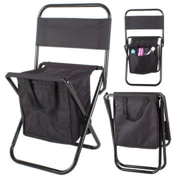 Verkgroup Turistička sklopiva ribička stolica s termo rashladnom torbom i naslonom crne boje