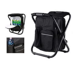 Verkgroup 3V1 turistička sklopiva ribička stolica s termo-hlađenim ruksakom crna
