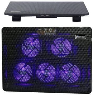 Verkgroup LED rashladna podloga za laptop 5x ventilator 2x USB