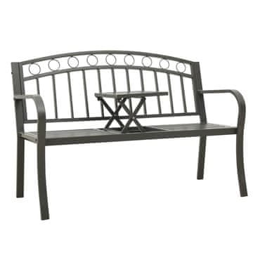 Vidaxl Vrtna klupa sa stolom, siva, 120 cm, čelik