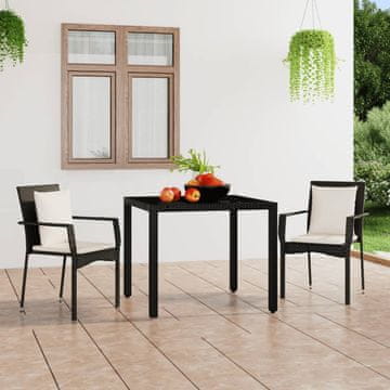Vidaxl Vrtne stolice s jastucima, set od 2, poli ratan, crne