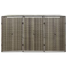 Vidaxl Spremište za 3 kante za smeće sivo 207 x 80 x 117 cm poliratan