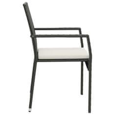 Vidaxl 7-dijelni vrtni blagovaonski set s jastucima crni od poliratana