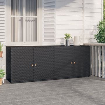 Vidaxl Vrtni ormarić crni 198x55,5x80 cm PE ratan