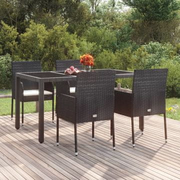 Vidaxl Vrtne stolice s jastucima, set od 4, poli ratan, crne