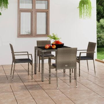 Vidaxl Vrtne stolice s jastucima, set od 4, poli ratan, sive