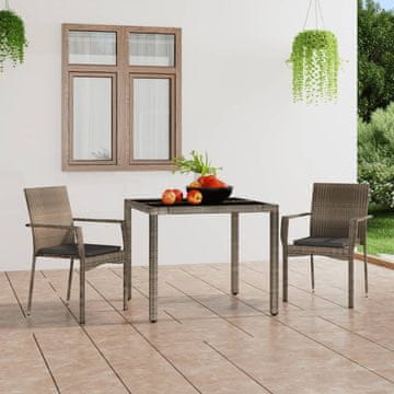Vidaxl Vrtne stolice s jastucima, set od 2, poli ratan, sive