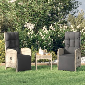 Vidaxl Vrtne stolice s naslonom, set od 2, sa stolom, sive