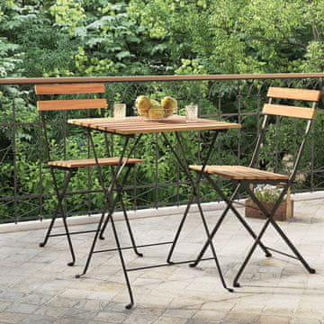 Vidaxl Sklopivi bistro stol 55x54x71 cm Masivna tikovina i čelik