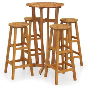 Vidaxl 5-dijelni vrtni barski set od masivnog bagremovog drva
