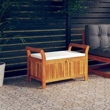 Vidaxl Vrtna klupa s prostorom za pohranu i jastukom 91 cm akacija drvo