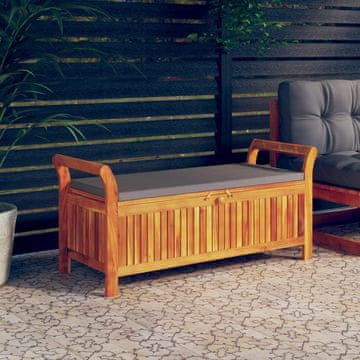 Vidaxl Vrtna klupa s prostorom za pohranu i jastukom 126 cm akacija drvo