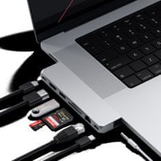 Satechi Pro Max priključna stanica, 1 x USB4, 1 x HDMI 4K 60Hz, 1 x USB-A3.0, 1 x micro/SD, 1 x Ethernet, 1 x USB-C, 1 x audio, srebrna