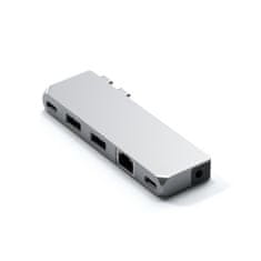 Satechi Aluminium Pro Hub Mini priključna stanica, 1x USB, 1x HDMI, 2x USB-A 3.0, 1x RJ45, 1x USB-C, 1x audio, srebrna