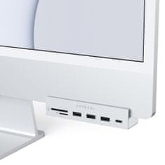 Satechi Clamp Hub iMac priključna stanica, 1x USB-C, do 5 Gb/s, 3x USB-A 3.0, do 5 Gb/s, Micro/SD, srebrna