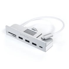 Satechi Clamp Hub iMac priključna stanica, 1x USB-C, do 5 Gb/s, 3x USB-A 3.0, do 5 Gb/s, Micro/SD, srebrna