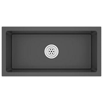 Vidaxl Ručno rađeni kuhinjski sudoper crni od nehrđajućeg čelika