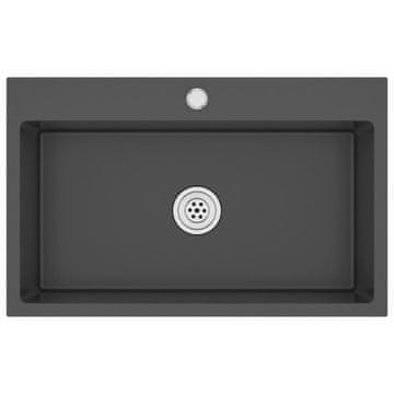 Vidaxl Ručno rađeni kuhinjski sudoper crni od nehrđajućeg čelika