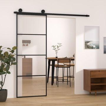 Vidaxl Klizna vrata s okovima, ESG staklo i aluminij, 76x205 cm