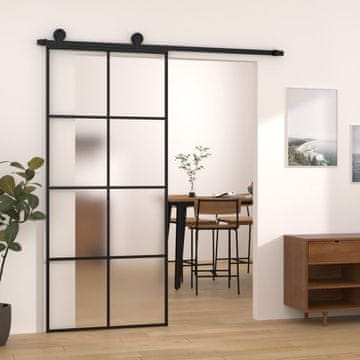 Vidaxl Klizna vrata s okovima, 90x205 cm, ESG staklo i aluminij