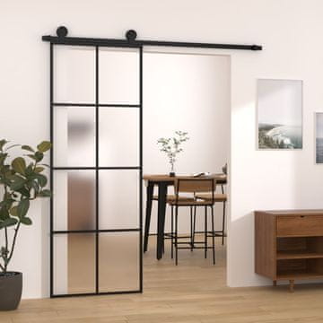 Vidaxl Klizna vrata s okovima, ESG staklo i aluminij, 76x205 cm