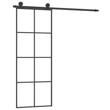 Vidaxl Klizna vrata s priborom 76 x 205 cm od ESG stakla i aluminija