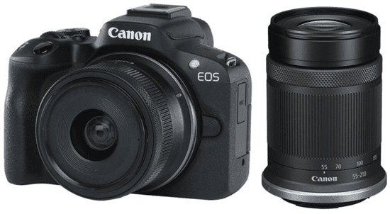 Canon EOS R50 fotoaparat + RF-S18-45 + RF-S55-210