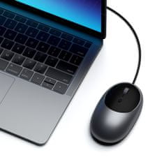 Satechi C1 miš, žična, USB-C, siva
