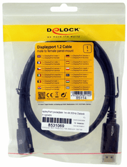 Delock produžni kabel, Displayport, 1m, 4K 60Hz, ugradbeni, crna (85114)