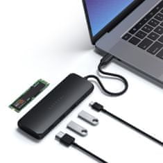 Satechi Hybrid Multiport adapter, HDMI 4K, 2x USB-A 3.1 Gen, aluminij, črn