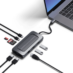 Satechi MX priključna stanica, HDMI 4K, USB-C PD 100W, RJ-45, 2xUSB-A, Micro/SD, 3,5 mm audio, siva