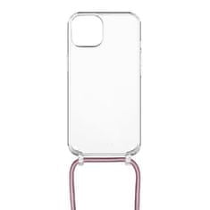 FIXED Pure Neck zaštitna maskica s ružičastom vezicom za Apple iPhone 12 Pro, prozirna (FIXPUN-558-PI)