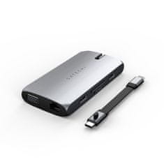 Satechi On the go priključna stanica, USB-C PD, RJ 45, 4K HDMI, VGA, USB-A, USB-C, micro/SD, siva