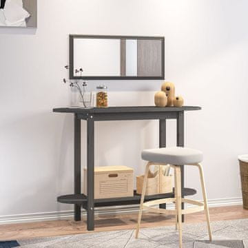 Vidaxl Konzolni stolić sivi 110x40x80 cm masivni borov drvo