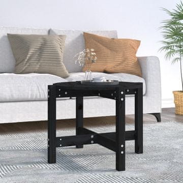 Vidaxl Klub stolić crni Ø 62,5 x 45 cm masivni borov drvo