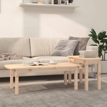 Vidaxl Set stolića za kavu, 2 komada, masivno borovo drvo