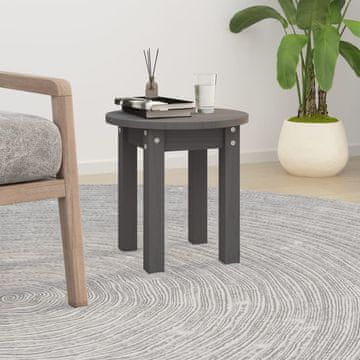Vidaxl Klub stolić sivi Ø 35x35 cm masivni borov drvo