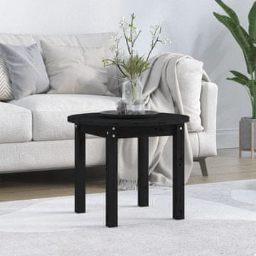 Vidaxl Klub stolić crni Ø 55x45 cm masivni borov drvo