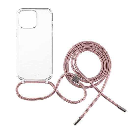 FIXED Pure Neck Clear Case s ružičastom vezicom za Apple iPhone 13 Pro FIXPUN-793-PI